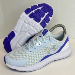 Under Armour Womens Surge 3 3025013-400 Sz 6Y/7.5 White/Blue/Purple CLEAN